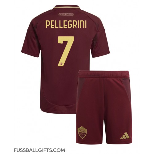 AS Roma Lorenzo Pellegrini #7 Fußballbekleidung Heimtrikot Kinder 2024-25 Kurzarm (+ kurze hosen)